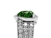 Heart-Shaped Milgrain Halo Engagement Ring Setting for a Fancy Green Lab-Grown Diamond | Split Shank | Sterling Silver