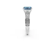 Emerald Cut Three Row Pave Engagement Ring Setting for a Fancy Blue Lab-Grown Diamond | White Gold