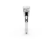Princess Cut Three Stone Engagement Ring Setting | Large Side Stones | White Gold