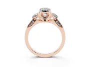 Emerald Cut Hidden Halo Three Stone Engagement Ring Setting | Pave Gallery | Rose Gold