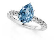 Pear-Shaped Pave Solitaire Engagement Ring Setting for a Fancy Blue Lab-Grown Diamond | Shared Prong Band | Platinum
