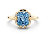 Radiant Cut Petal Halo Engagement Ring Setting for a Fancy Blue Lab-Grown Diamond | Yellow Gold