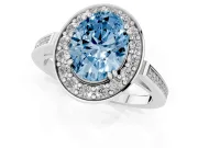 Oval Halo Engagement Ring Setting for a Fancy Blue Lab-Grown Diamond | Polished Halo Rim | White Gold