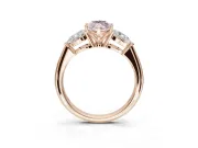 Marquise Three-Stone Ring Setting for a Fancy Pink Lab-Grown Diamond | Pear Side Stones | Rose Gold