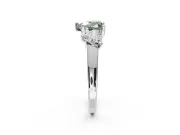 Heart-Shaped Three Stone Engagement Ring Setting for a Fancy Green Lab-Grown Diamond | Tapered Band | Sterling Silver