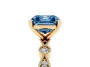 Asscher Cut Vintage Engagement Ring Setting for a Fancy Blue Lab-Grown Diamond | Yellow Gold
