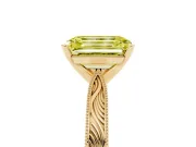 Fancy Yellow Emerald Cut Diamond Solitaire Milgrain Engraved Band Set in Yellow gold with Prong Setting