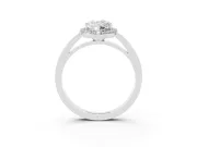 Pear Cut Diamond Halo Ring Set in White gold with Solitaire Band and Prong Setting
