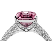 Asscher Cut Hidden Halo Engagement Ring Setting for a Fancy Pink Lab-Grown Diamond | Milgrain Pave | White Gold