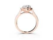 Heart-Shaped Petal Tip Halo Engagement Ring Setting | Single Row Pavé Band | Rose Gold