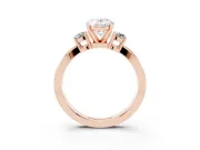 Three-Stone Oval Cut Diamond Twist Band Ring Set in Rose gold with Pavé Accents and Prong Setting