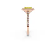 Radiant Cut Vintage Milgrain Halo Engagement Ring Setting for a Fancy Yellow Lab-Grown Diamond | Bezel Head | Rose Gold