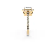 Asscher Cut Halo Engagement Ring Setting | Half Pave Band | Yellow Gold