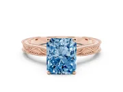 Radiant Cut Engraved Engagement Ring Setting for a Fancy Blue Lab-Grown Diamond | Rose Gold
