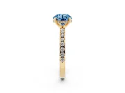 Round Hidden Halo Solitaire Engagement Ring Setting for a Fancy Blue Lab-Grown Diamond | Pave Band | Yellow Gold