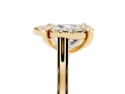 Heart-Shaped Claw Corner Halo Engagement Ring Setting | Slim Plain Band | Yellow Gold
