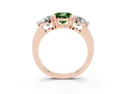Round Three Stone Engagement Ring Setting for a Fancy Green Lab-Grown Diamond | Large Round Side Stones | Rose Gold