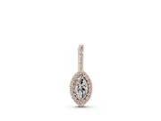 Marquise Lab-Grown Diamond Pavé Halo Pendant Necklace | Slim Pavé Bail | Rose Gold