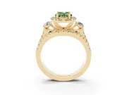 Oval Halo Split Shank Engagement Ring Setting for a Fancy Green Lab-Grown Diamond | Round Side Stones | Yellow Gold