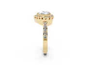 Heart-Shaped Vintage Milgrain Halo Engagement Ring Setting | Pierced Gallery | Yellow Gold