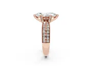 Marquise Milgrain Solitaire Engagement Ring Setting | Graduated Double Row Pave | Rose Gold