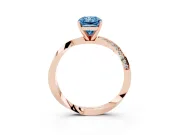 Radiant Cut Twisted Pave Engagement Ring Setting for a Fancy Blue Lab-Grown Diamond | Ribbon Band | Rose Gold