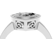 Fancy Black Heart Cut Diamond Round Halo Ring Set in Silver with Pavé Band