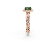 Cushion Cut Leaf Halo Engagement Ring Setting for a Fancy Green Lab-Grown Diamond | Bezel Accents | Rose Gold