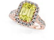 Emerald Cut Accented Halo Engagement Ring Setting for a Fancy Yellow Lab-Grown Diamond | Rose Gold