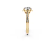 Round Floral Pavé Engagement Ring Setting | Petal Accents | Yellow Gold