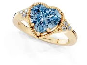 Heart-Shaped Milgrain Frame Engagement Ring Setting for a Fancy Blue Lab-Grown Diamond | Yellow Gold