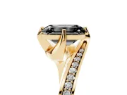 Emerald Cut Bypass Pavé Engagement Ring Setting for a Black Center | Swept Shoulders | Yellow Gold