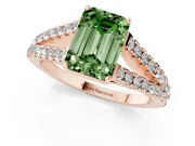 Emerald Cut Graduated Split Shank Engagement Ring Setting for a Fancy Green Lab-Grown Diamond | Rose Gold