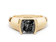 Princess Cut Half Bezel Engagement Ring Setting for a Black Center | Wide Band | Yellow Gold
