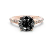 Round Pavé Solitaire Engagement Ring Setting for a Black Center | Sweeping Shoulders | Rose Gold