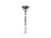 Round Pave Engagement Ring Setting for a Fancy Green Lab-Grown Diamond | Slim Band | Platinum