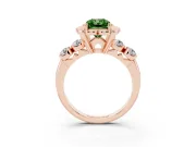 Radiant Cut Floral Engagement Ring Setting for a Fancy Green Lab-Grown Diamond | Petal Frame and Side Stones | Rose Gold