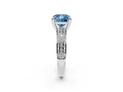 Princess Cut Three Row Pave Engagement Ring Setting for a Fancy Blue Lab-Grown Diamond | White Gold