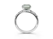 Asscher Cut Graduated Solitaire Engagement Ring Setting for a Fancy Green Lab-Grown Diamond | Sterling Silver