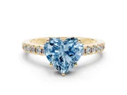 Heart-Shaped Engagement Ring Setting for a Fancy Blue Lab-Grown Diamond | Yellow Gold - Design NV-24649