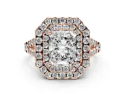 Radiant Cut Halo Split Shank Engagement Ring Setting | Rose Gold