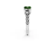 Asscher Cut Three Stone Engagement Ring Setting for a Fancy Green Lab-Grown Diamond | Accented Shoulders | Platinum
