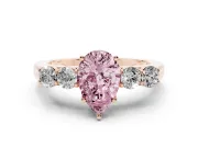 Pear-Shaped 5 Stone Engagement Ring Setting for a Fancy Pink Lab-Grown Diamond | Rose Gold