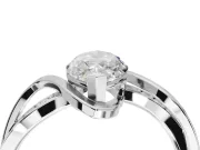 Marquise Bypass Solitaire Engagement Ring Setting | Pavé and Plain Strands | White Gold