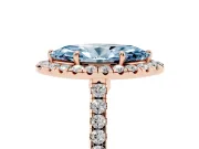 Marquise Halo Engagement Ring Setting for a Fancy Blue Lab-Grown Diamond | Pave Shoulders | Rose Gold