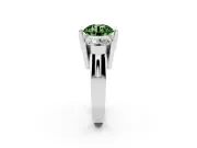 Fancy Green Round Cut Diamond Three-Stone Channel Set Ring Set in White gold with Smooth Polished Band