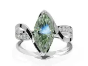 Marquise Bypass Solitaire Engagement Ring Setting for a Fancy Green Lab-Grown Diamond | Pavé Strands | Platinum