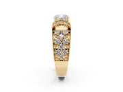 Cushion Cut Vintage Milgrain Pave Engagement Ring Setting | Crescent Side Rows | Yellow Gold
