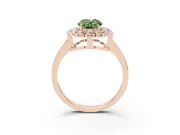 Oval Scalloped Cluster Halo Engagement Ring Setting for a Fancy Green Lab-Grown Diamond | Plain Band | Rose Gold