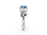 Princess Cut Floral Halo Engagement Ring Setting for a Fancy Blue Lab-Grown Diamond | Platinum